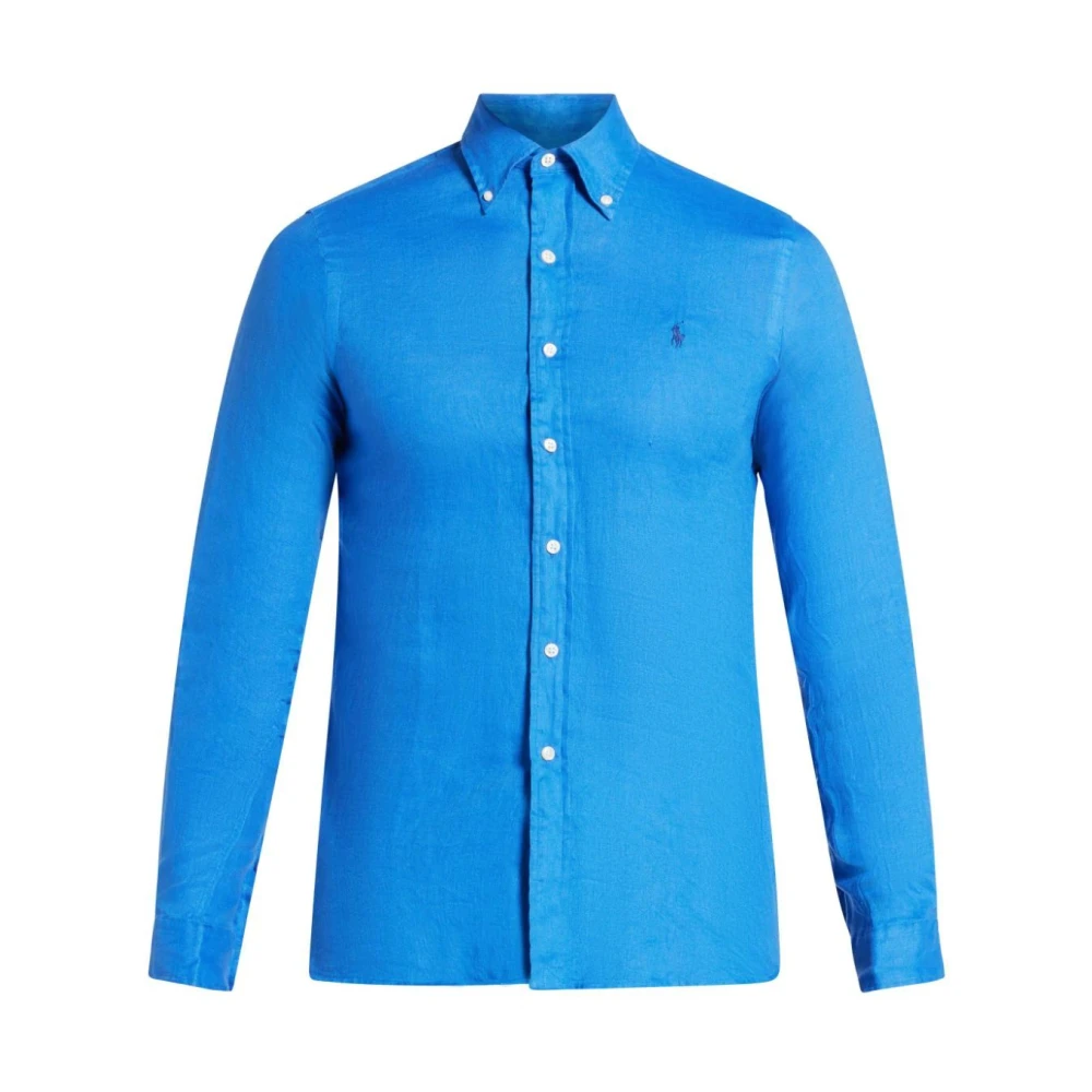 Polo Ralph Lauren Blauw Linnen Langarm Overhemd Blue Heren