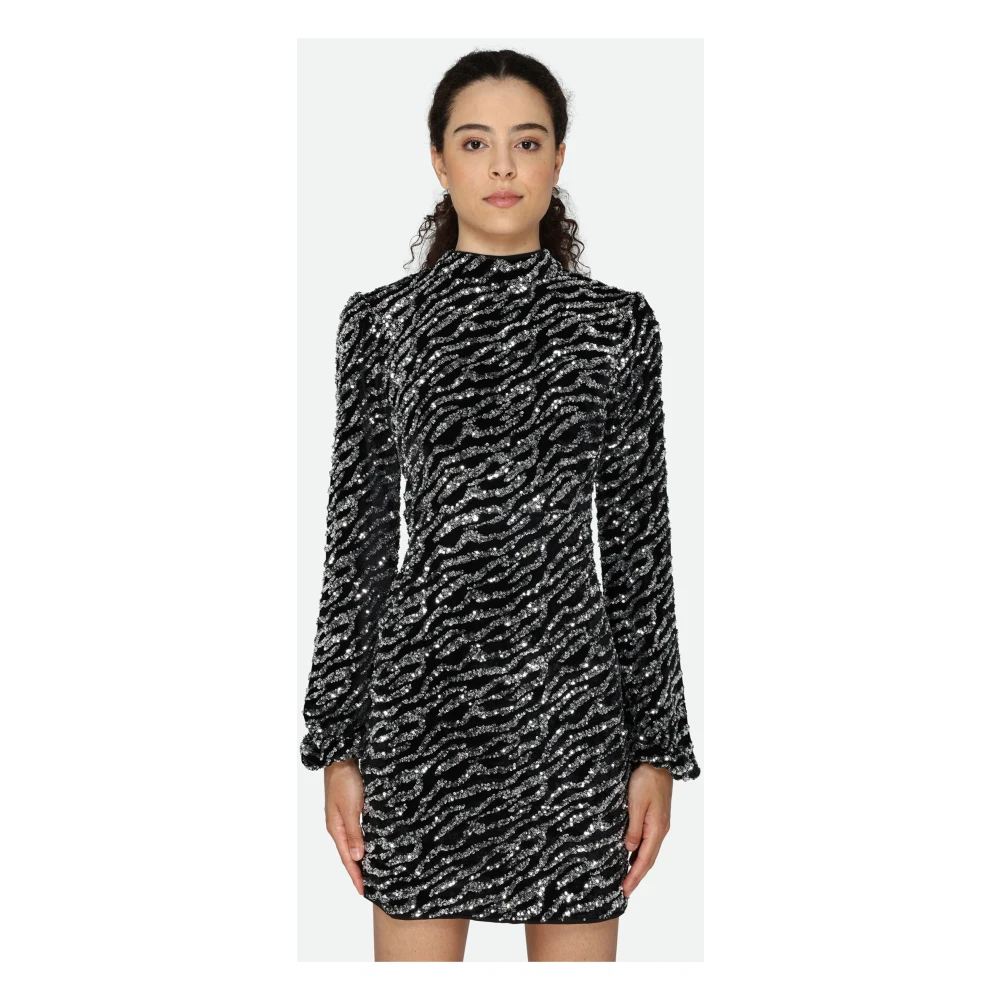 Guess Zwart Paillet Mini Jurk Gray Dames