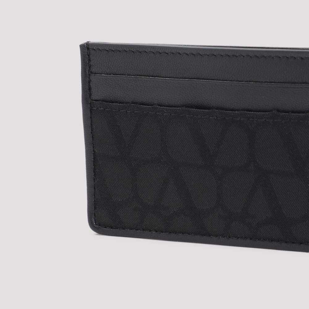 Valentino Garavani Zwarte Leren Portemonnee Aw24 Black Heren