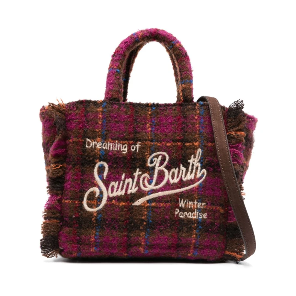 MC2 Saint Barth Fringe Mini Vanity Tas met Rits Brown Dames