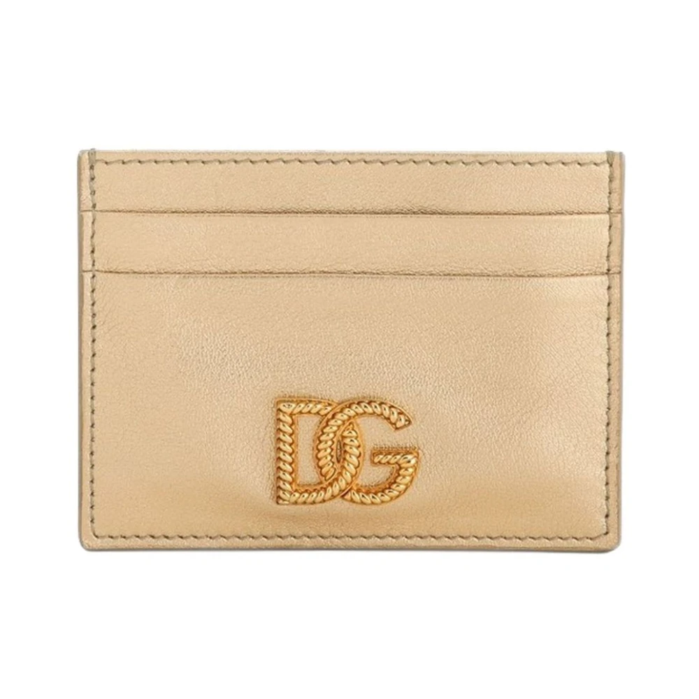 Dolce & Gabbana Yellow Wallets & Cardholders, Female, One Size, Laminated Calfskin Card Holder
