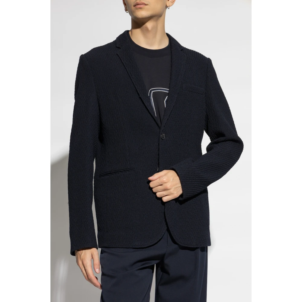 Emporio Armani Blazer gemaakt van materiaal met speciale textuur Blue Heren