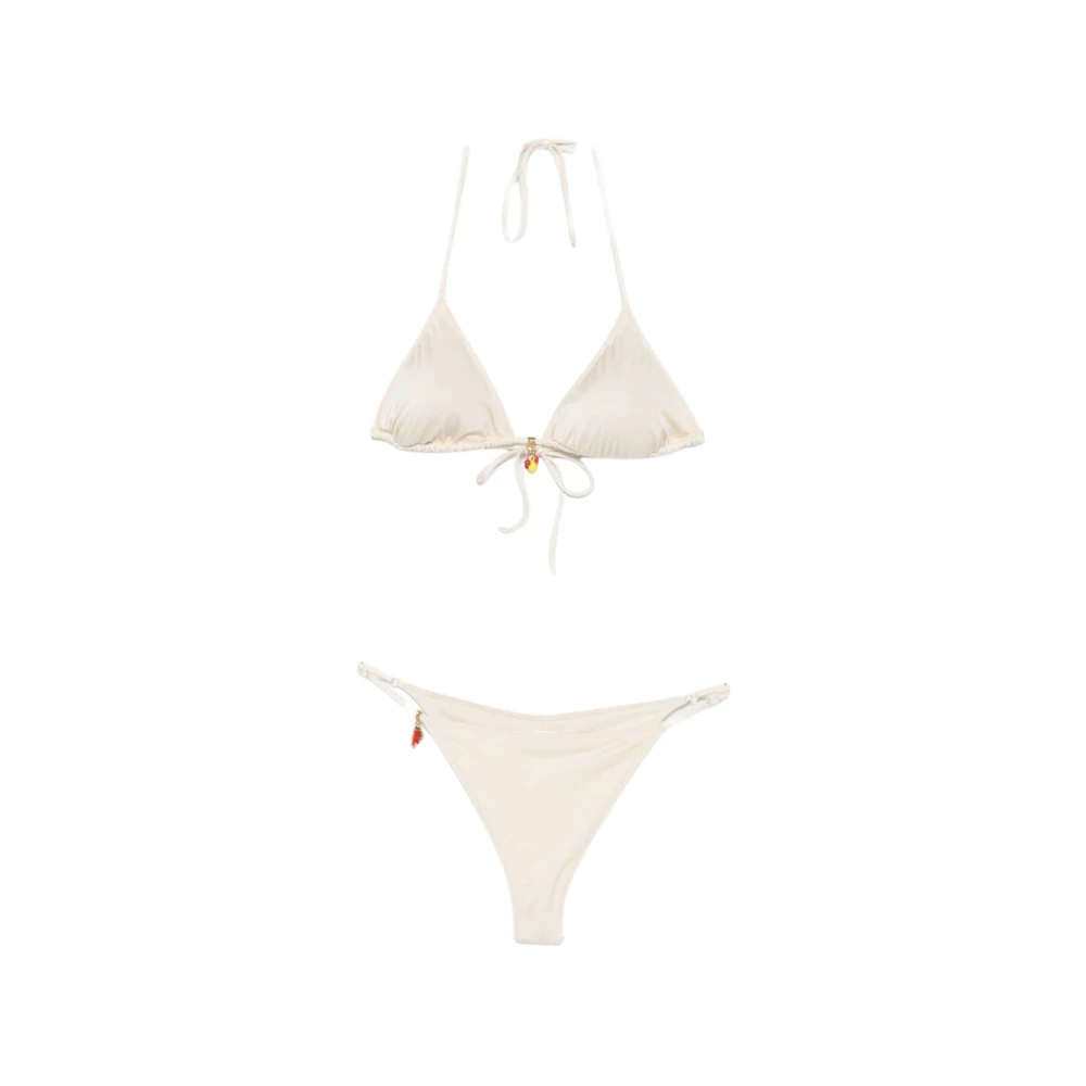 Mc2 Saint Barth Women's Beige Bikinis, Xs, Shiny Wrap Triangle Bikini