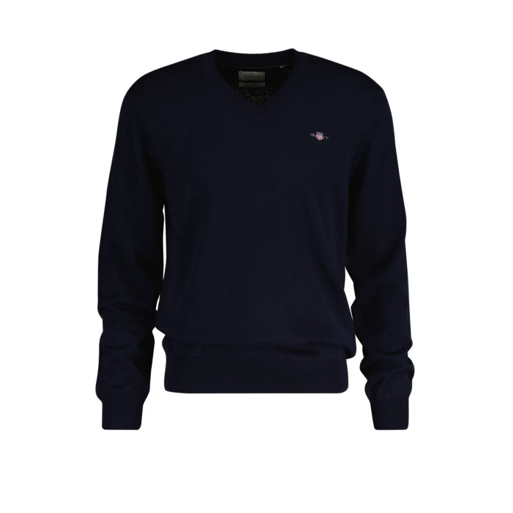 Gant Katoen en wol V-hals trui Blue Heren