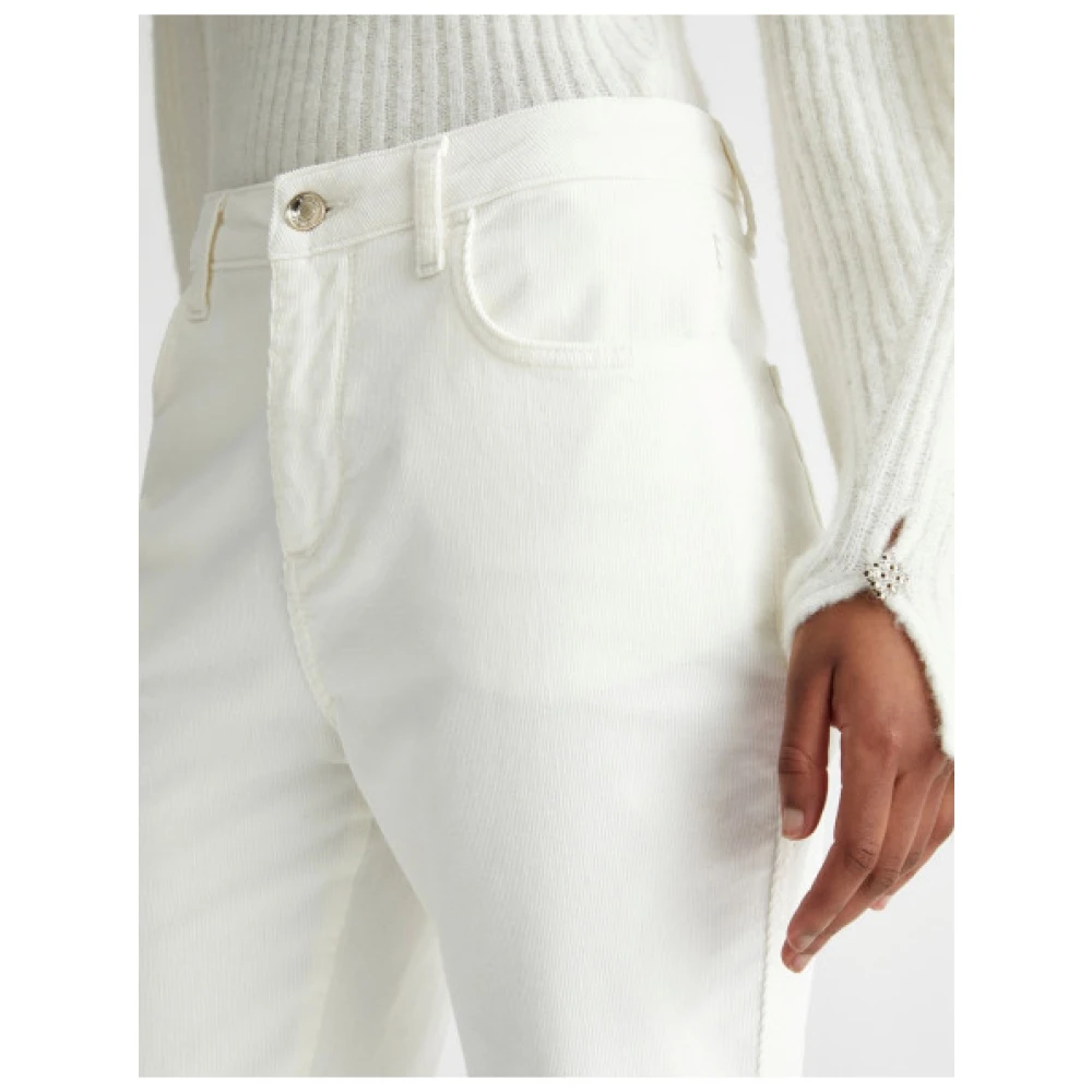 Liu Jo Ribfluwelen broek met hoge taille en strass White Dames