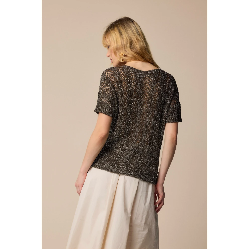 Kocca Stijlvolle ronde hals gebreide kleding Brown Dames