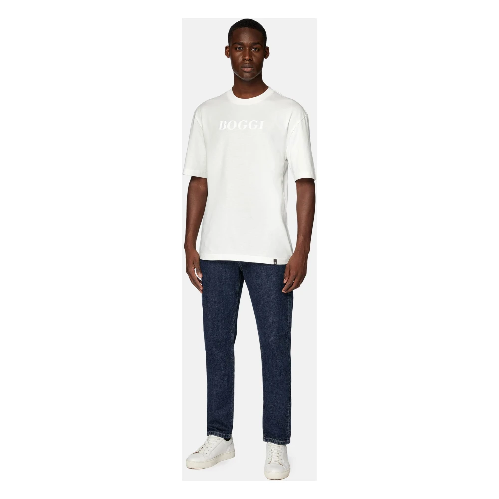 Boggi Milano Katoenen Jersey T-shirt White Heren