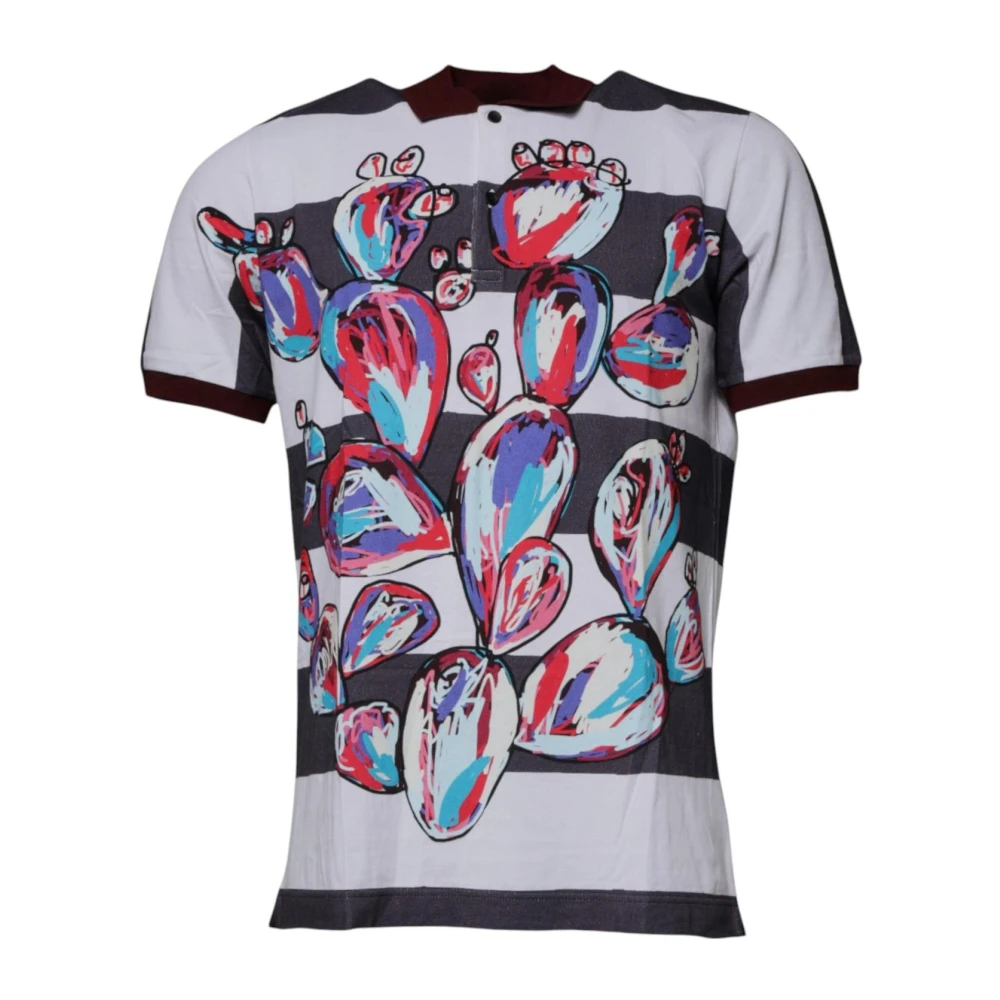 Dolce & Gabbana Men's Multicolor Polo T-Shirt With Button Closure