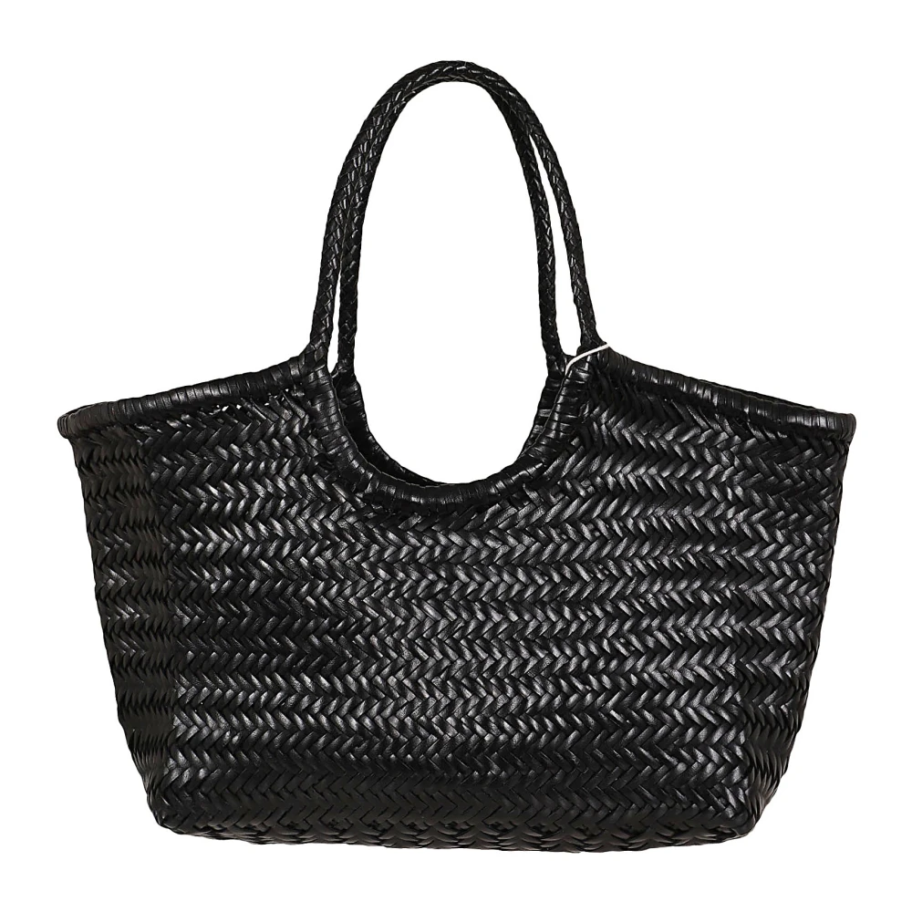 Dragon Diffusion Gevlochten mandstijl kalfsleren tas Black Dames