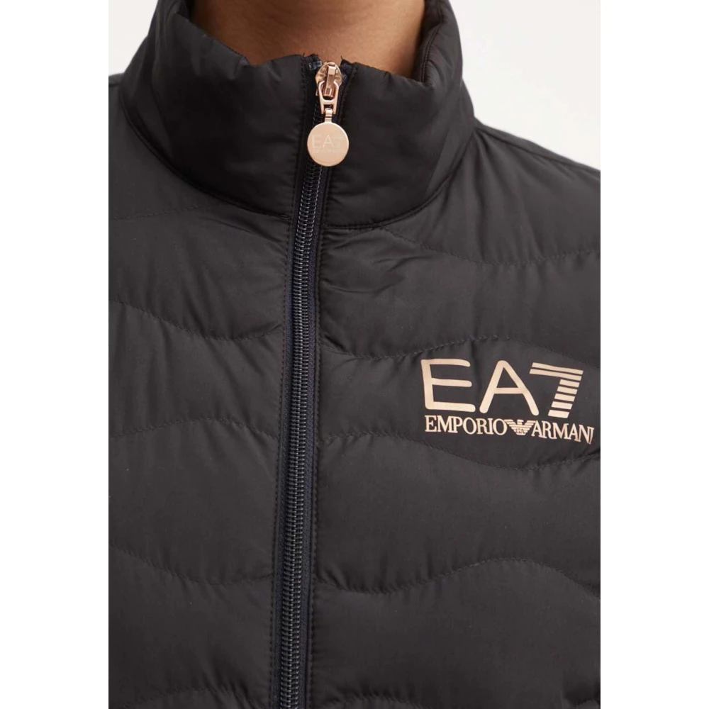 Emporio Armani EA7 Lichtgewicht Zwarte Gewatteerde Jas Black Dames