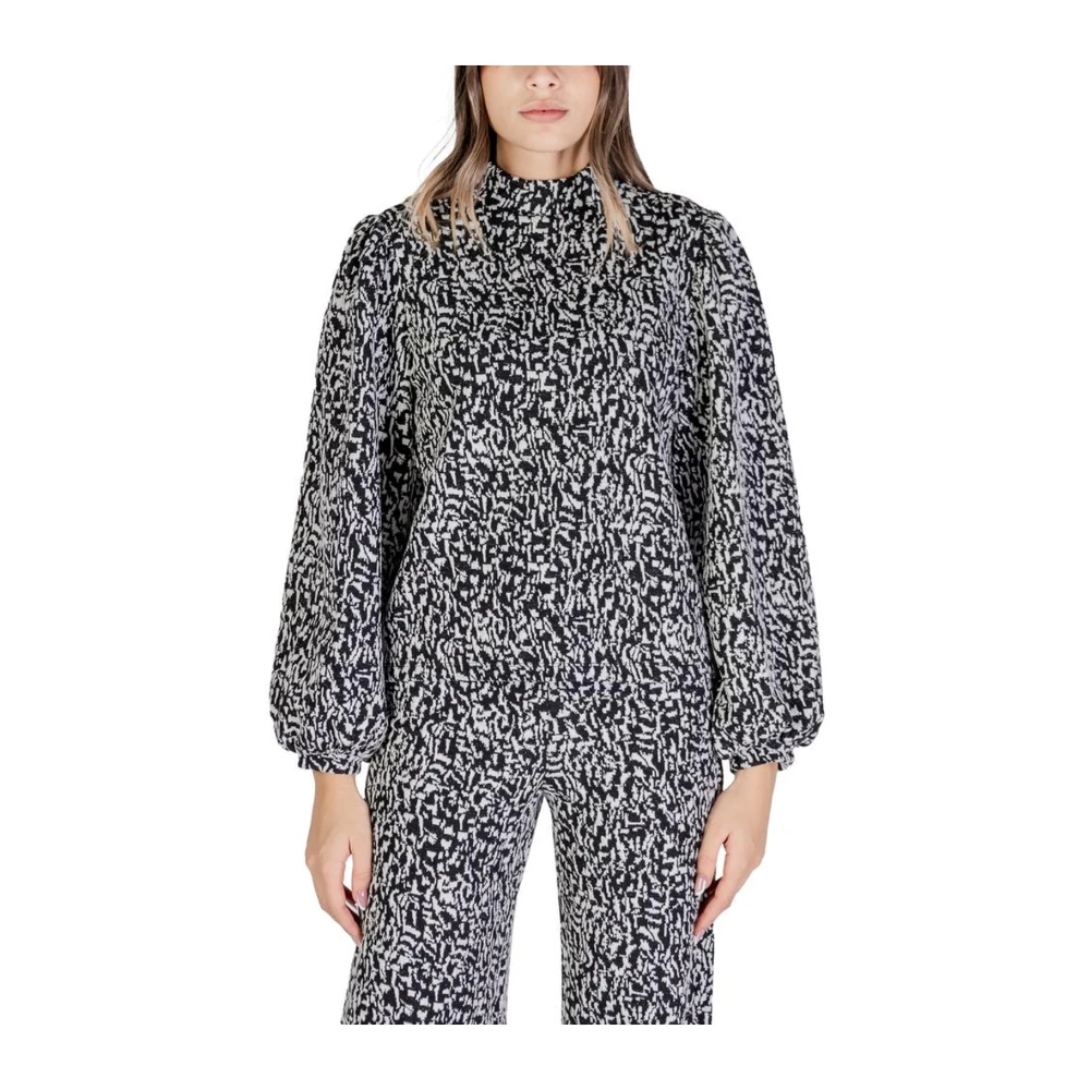 Ichi Zwarte polyesterblend trui voor vrouwen Black Dames