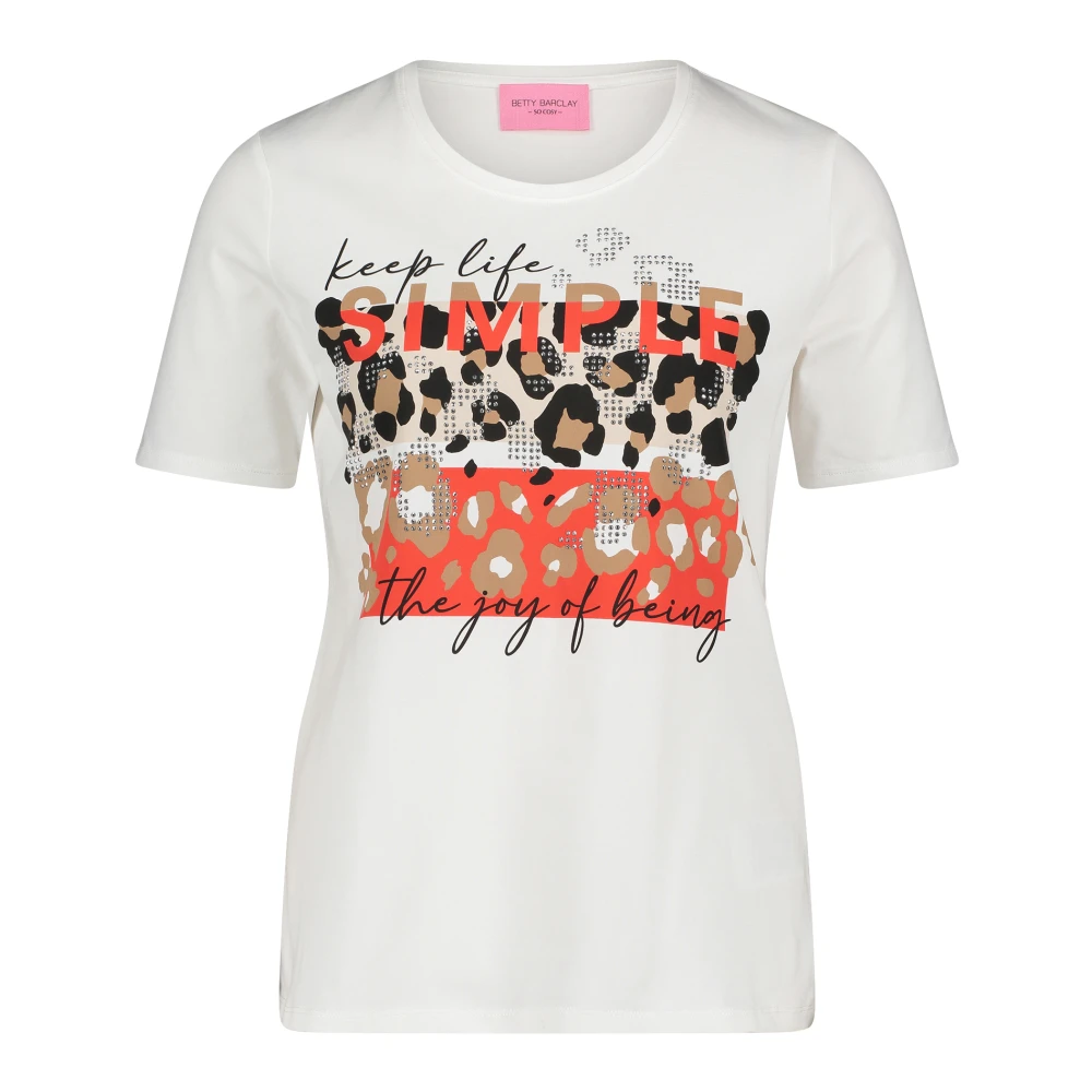 Betty Barclay Gedrukt Basic T-shirt met Glitterstenen White Dames