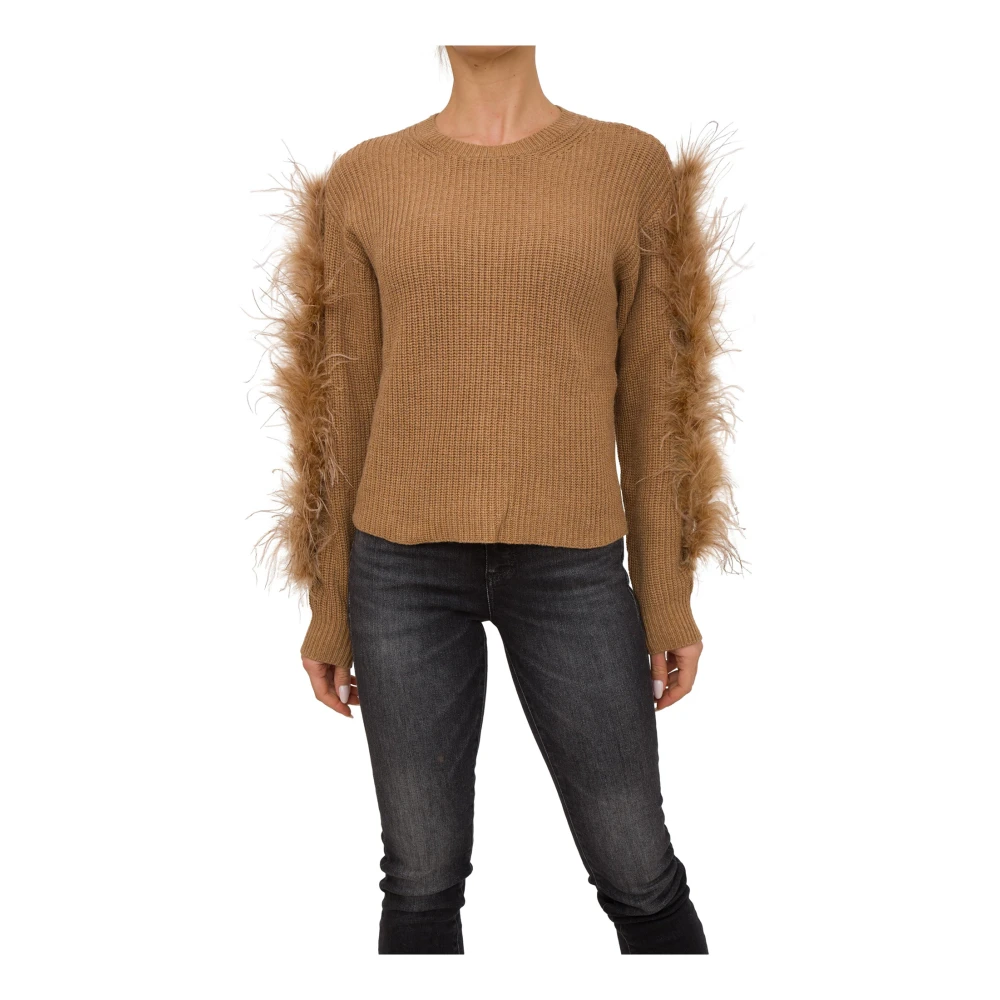 Twinset Women's Beige Round-Neck Knitwear, S, Feather Knit Jumper