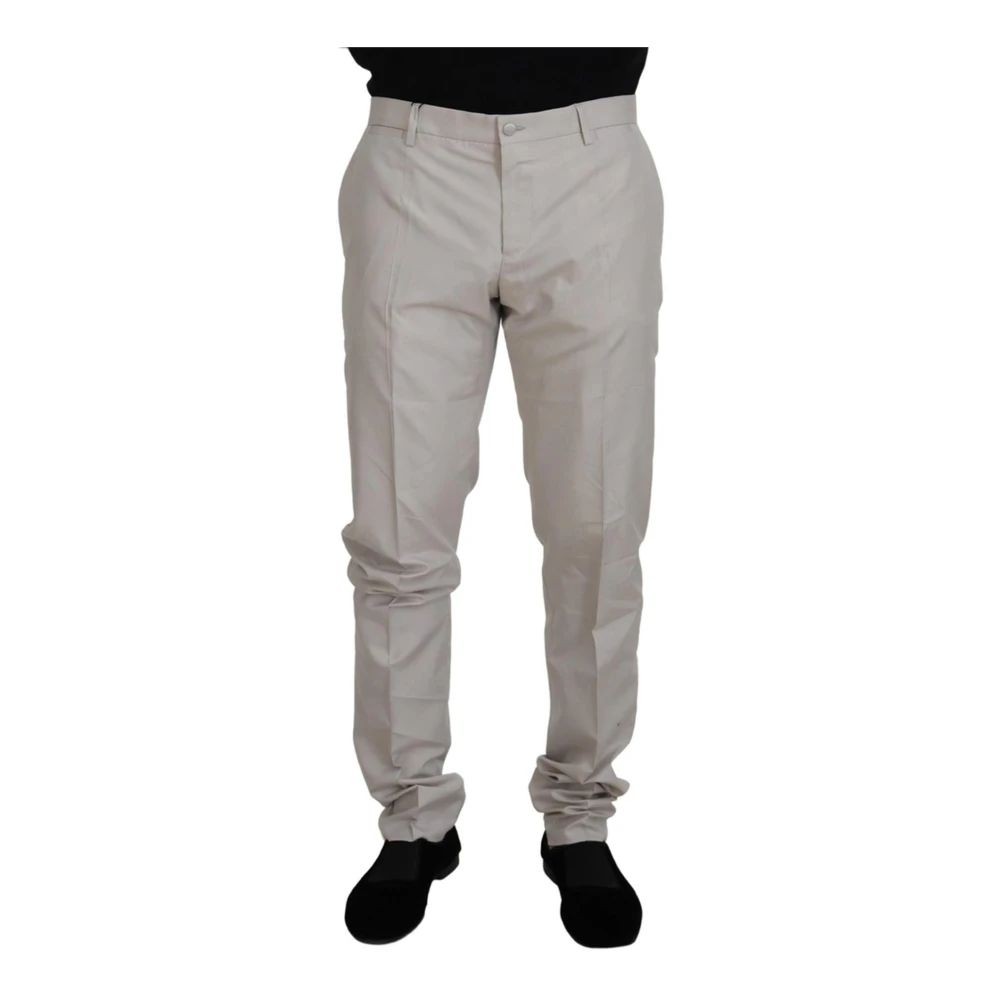Dolce & Gabbana Men's White Mainline Silk Blend Trousers - Chinos - 2XL - Trousers