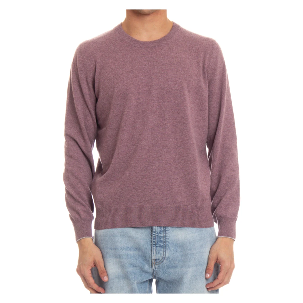 Brunello Cucinelli Ren Kaschmir Crewneck Tröja Purple, Herr