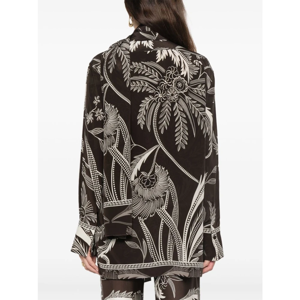 F.r.s For Restless Sleepers Botanische Print Zijden Overhemd Brown Dames