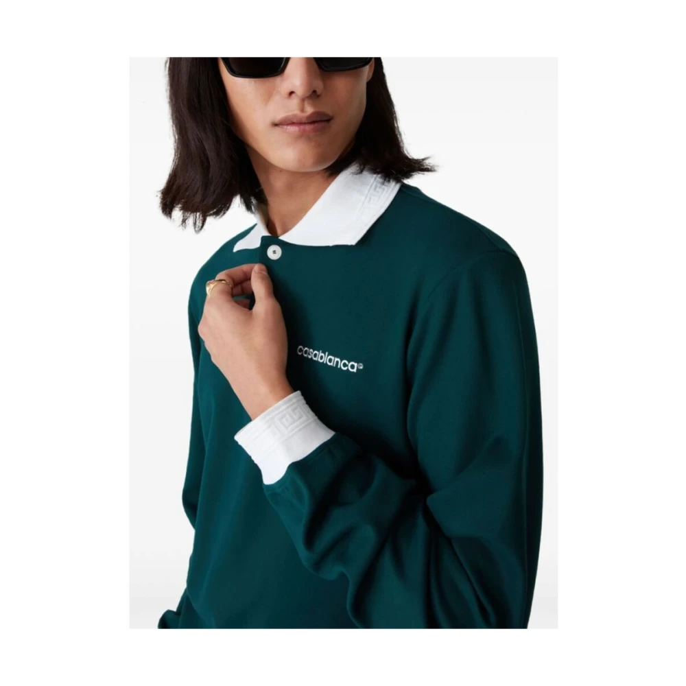 Casablanca Groene Polo Sweater Lange Mouw Green Heren