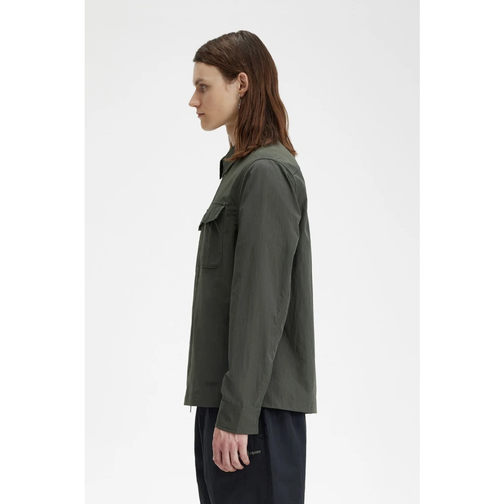 Fred Perry Groene Utility Shirt met Rits Green Heren