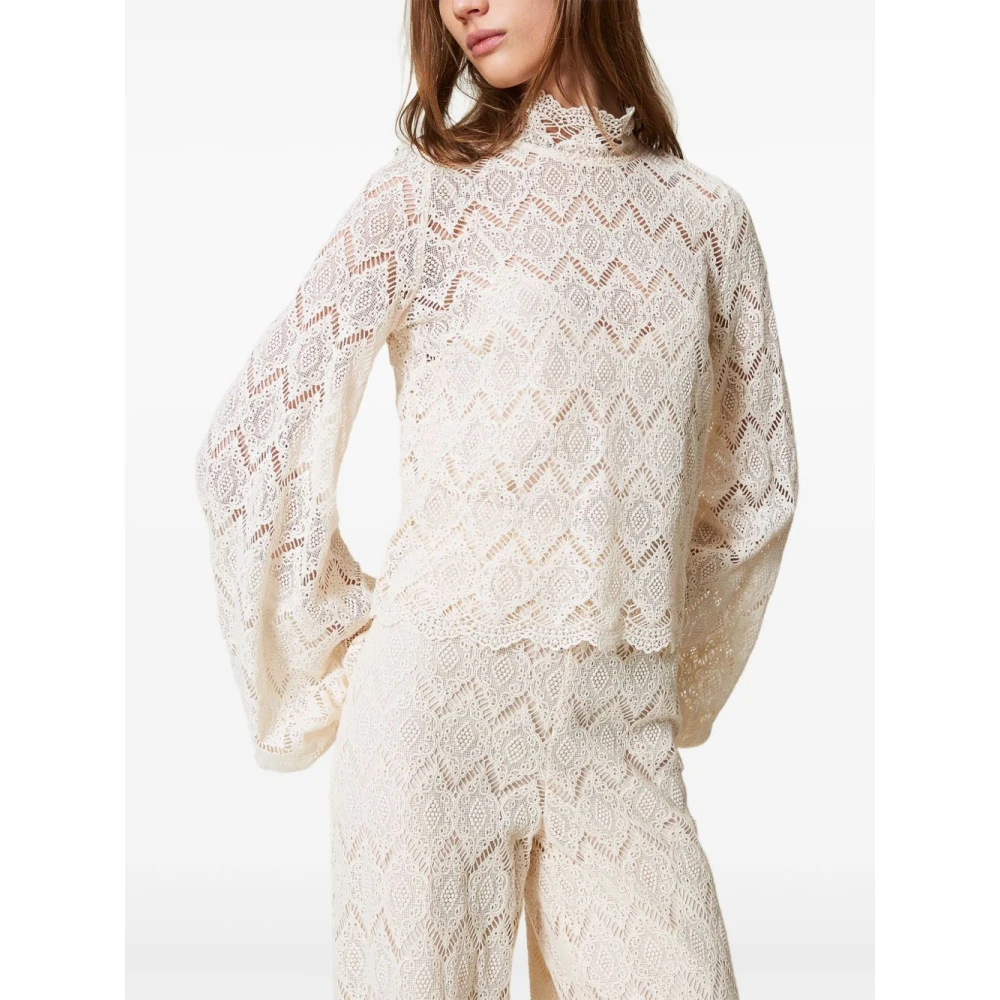 Twinset Beige Shirt met Ballonmouwen Beige Dames