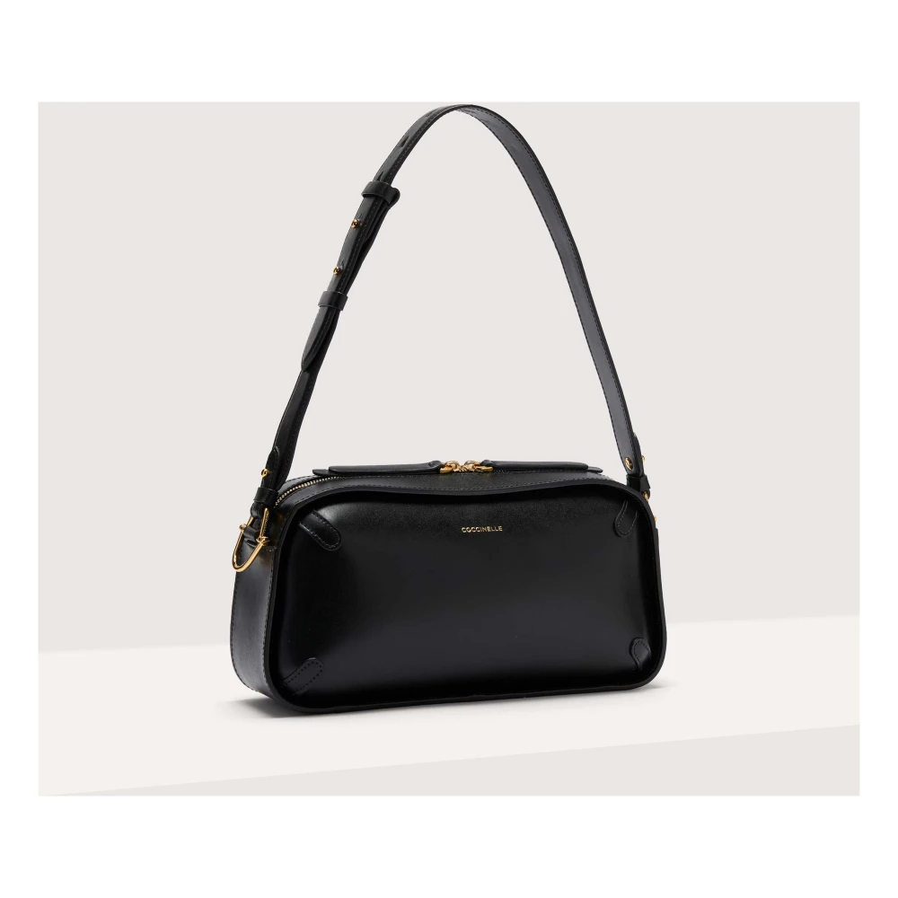Coccinelle Zwarte Schoudertas met Ritssluiting Black Dames