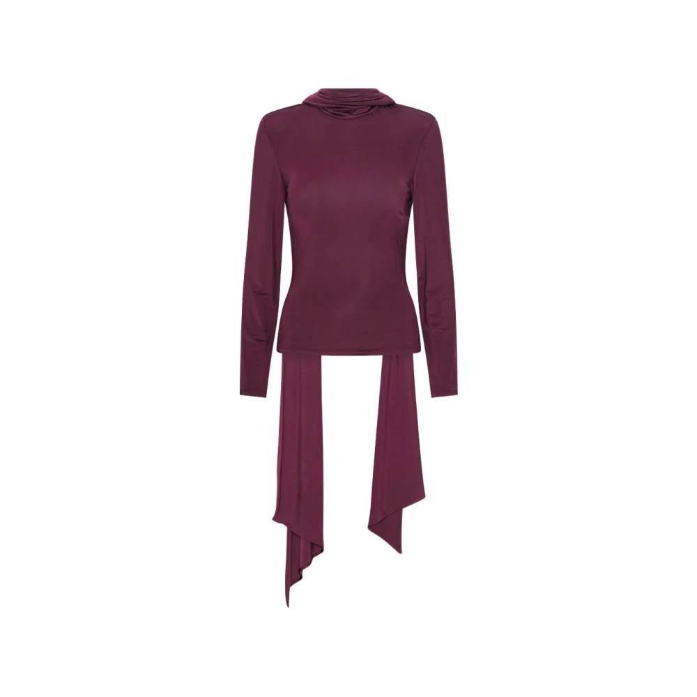 Rotate Birger Christensen Women's Red Long Sleeve T-Shirts, L, Rotate Dresses