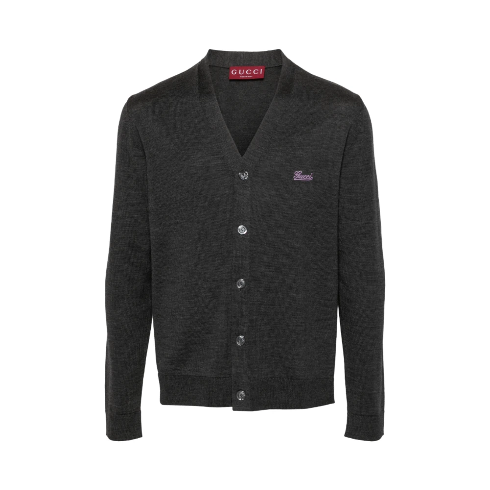 Gucci Geborduurde wollen cardigan Gray Heren