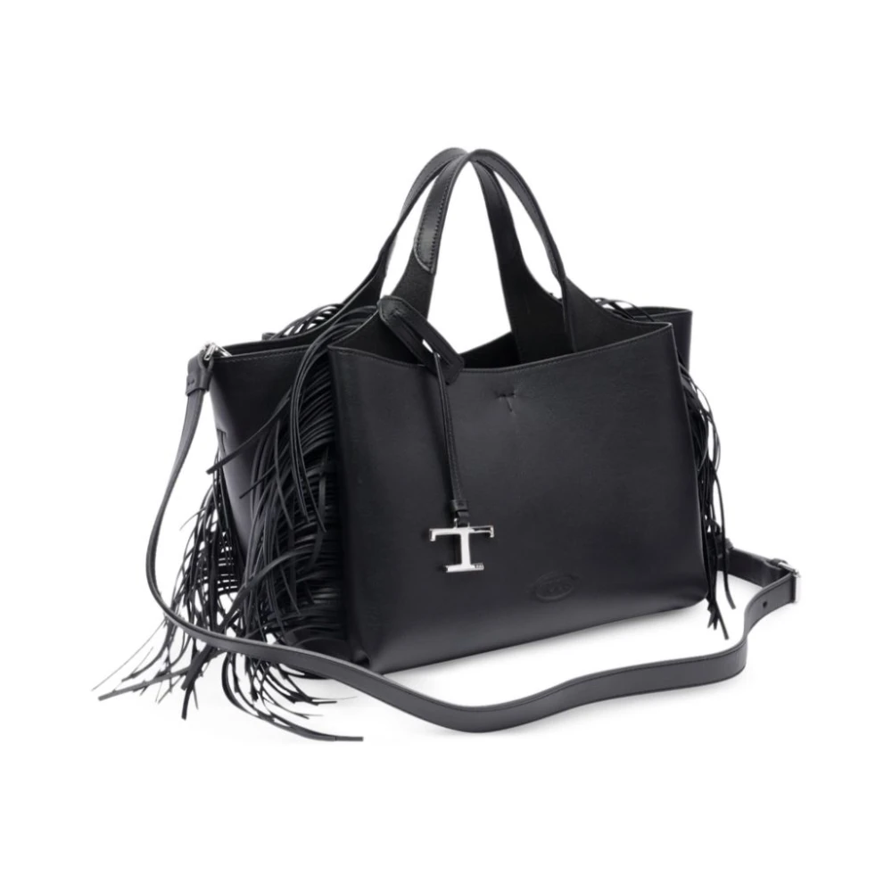 TOD'S Zwarte Karabijnhaak Tassen met Logohanger Black Dames