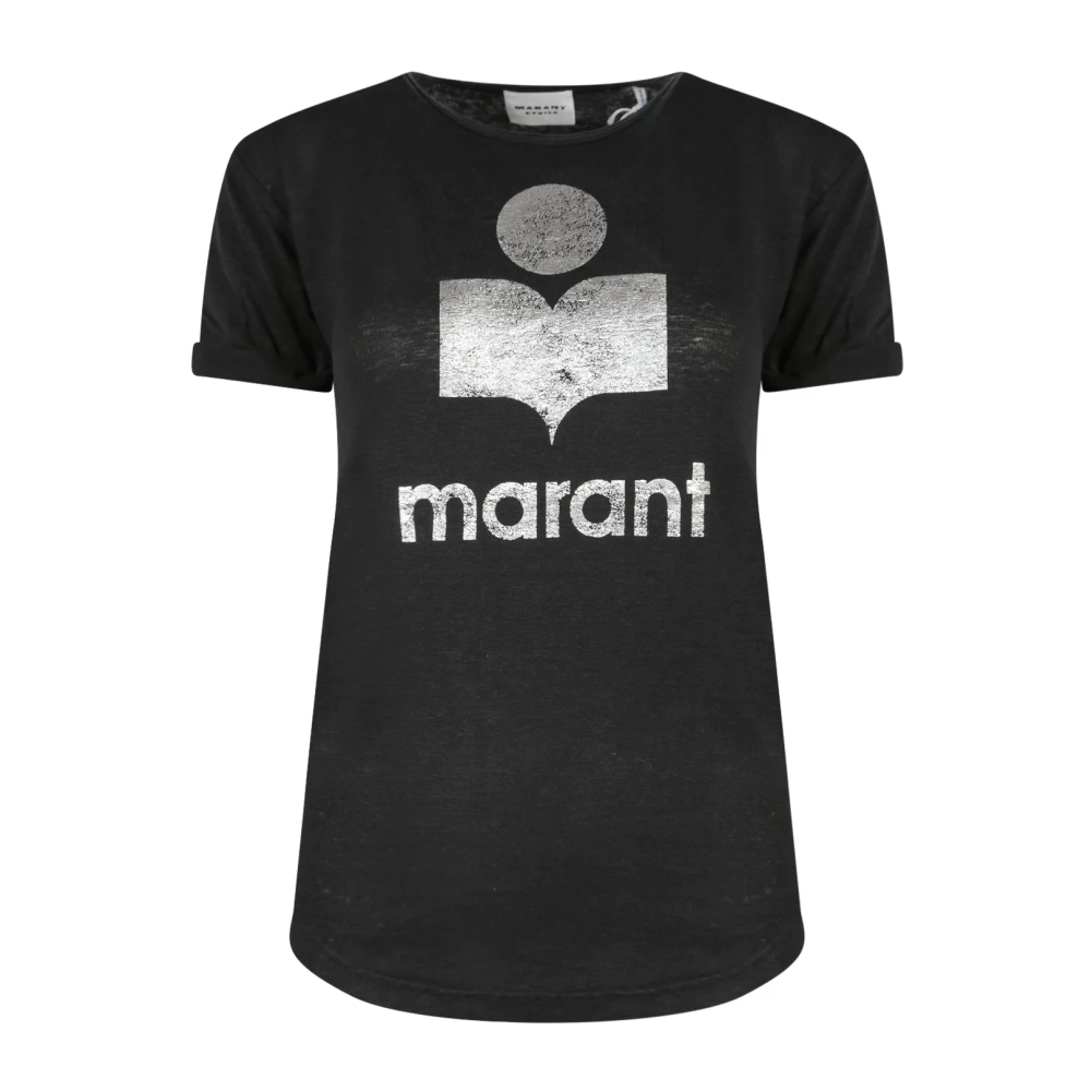 Isabel Marant Étoile Linnen T-shirt met Logo Print Black Dames