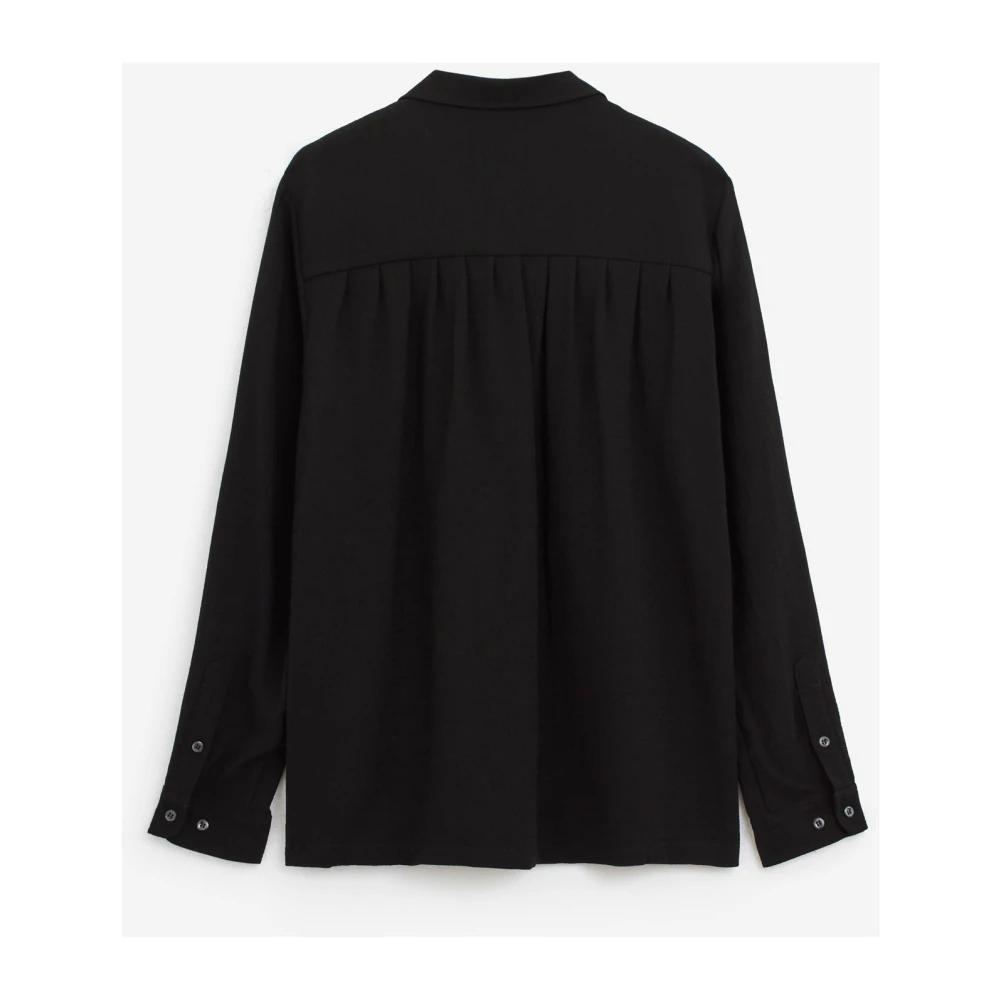 Séfr Zwarte Viscose Shirt Voorknoopsluiting Lange Mouwen Black Heren