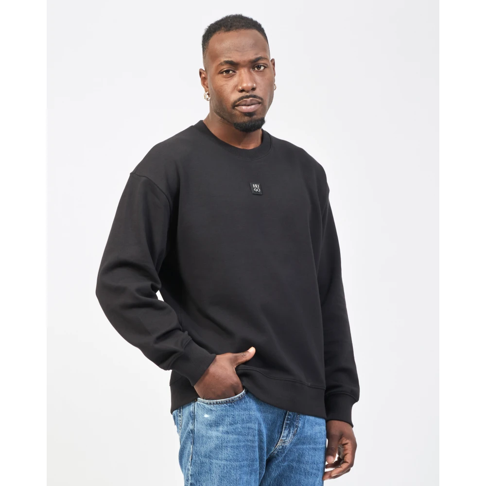 Hugo Boss Zwarte Crewneck Sweater Stijlvol Logo Black Heren