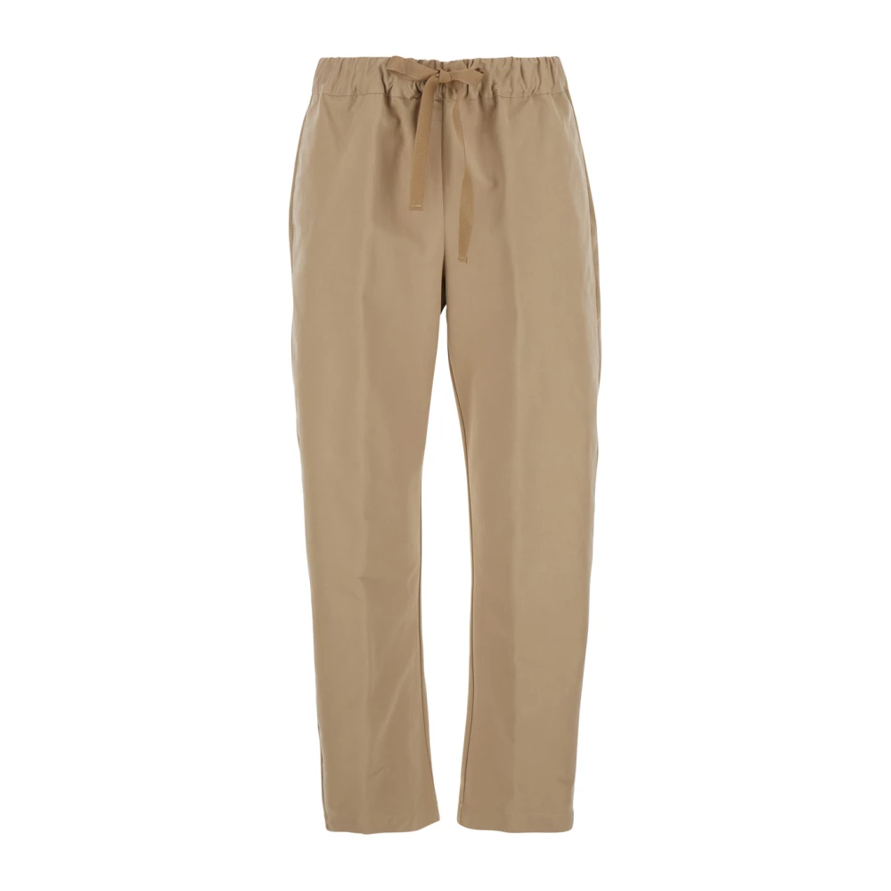 Semicouture Trekkoord Taille Beige Katoenen Broek Vrouwen Beige Dames