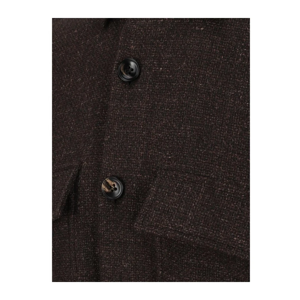 Kiton Klassieke wollen overhemd met zakken Brown Heren