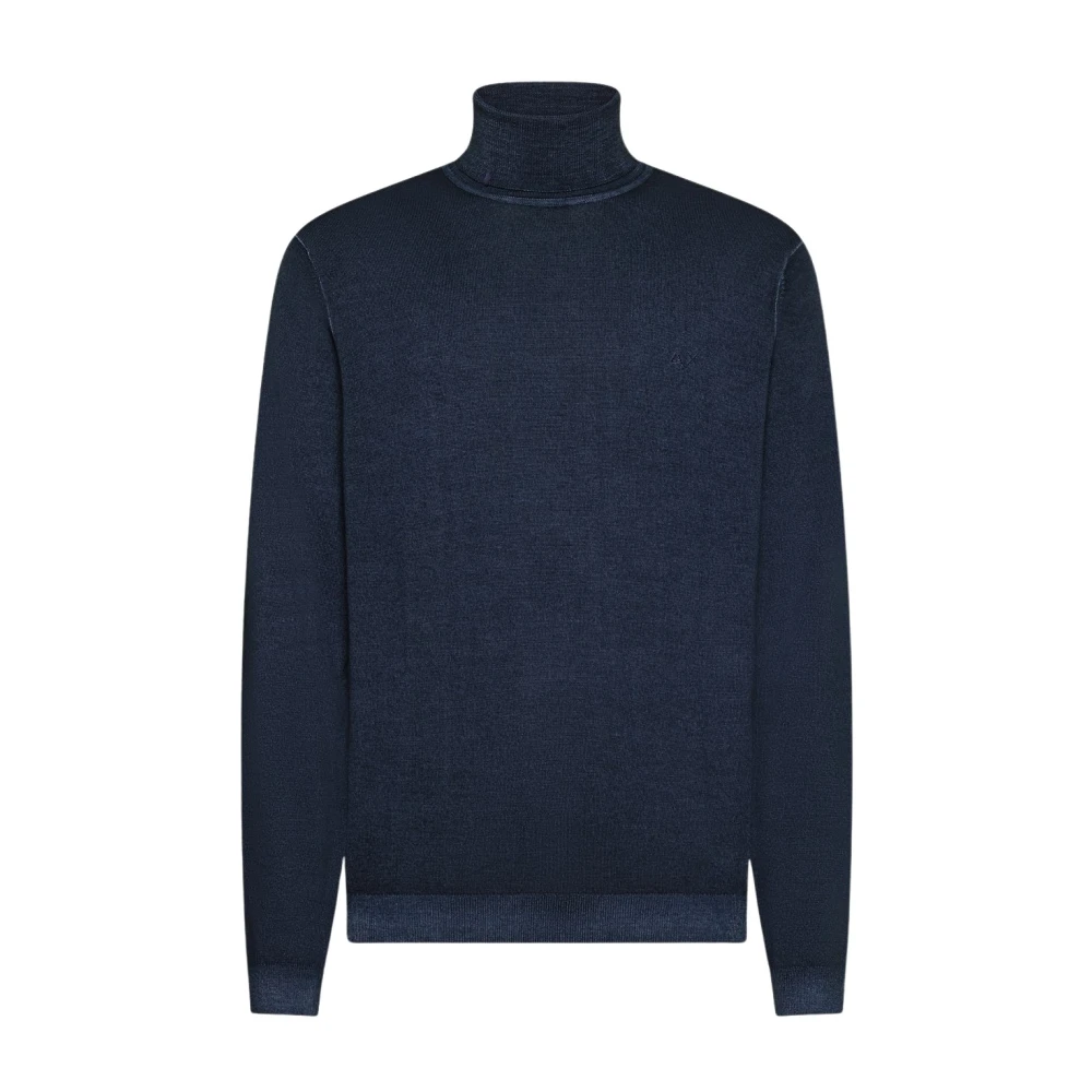 Sun68 Men's Blue Fox Vintage-Effect Turtleneck Jumper - Turtlenecks - 2XL - Knitwear