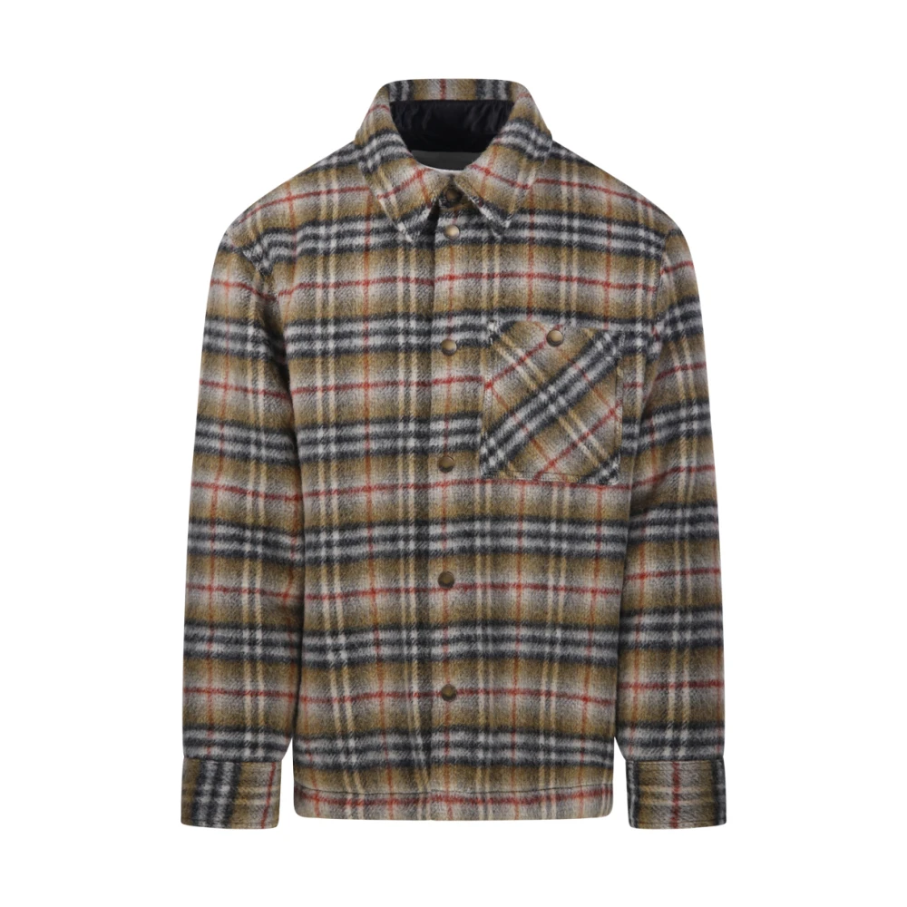 Burberry Men's Brown Casual Shirts, M, Check Overshirt