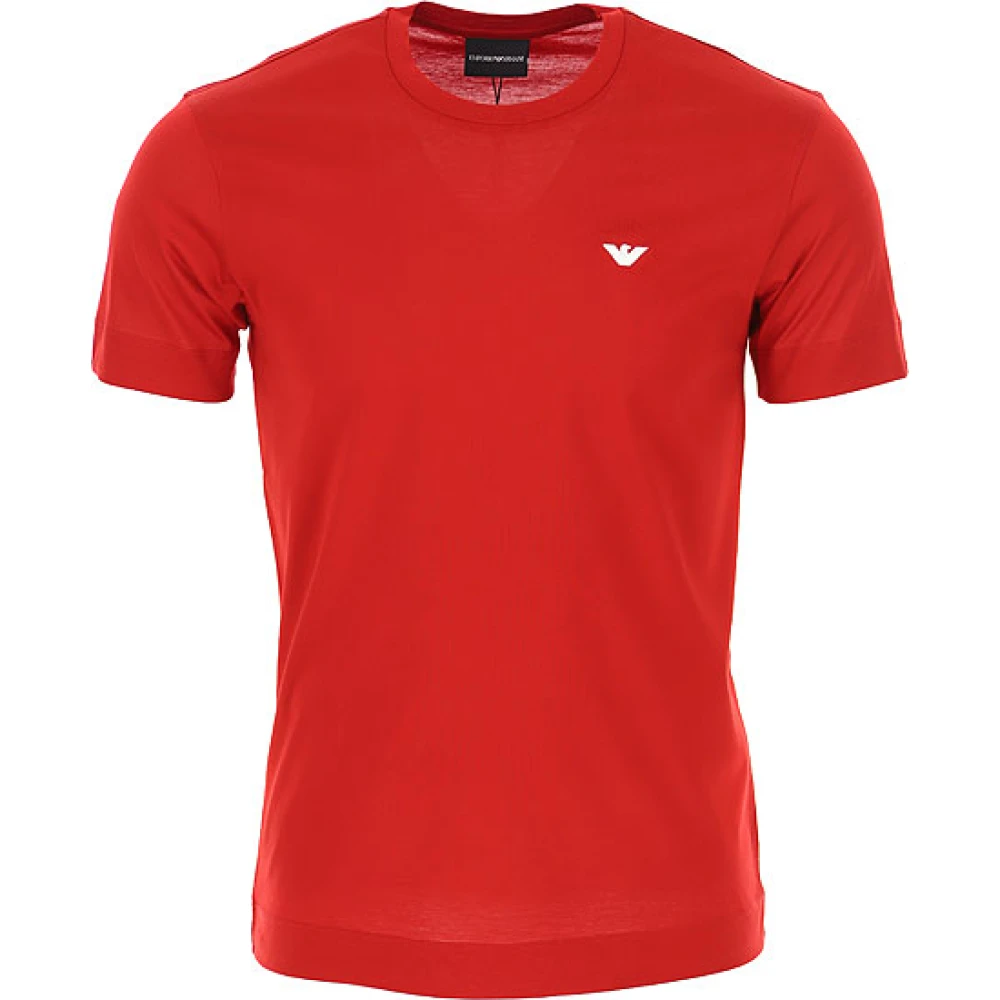 Emporio Armani Men's Red Short Sleeve Eagle Logo T-Shirt For