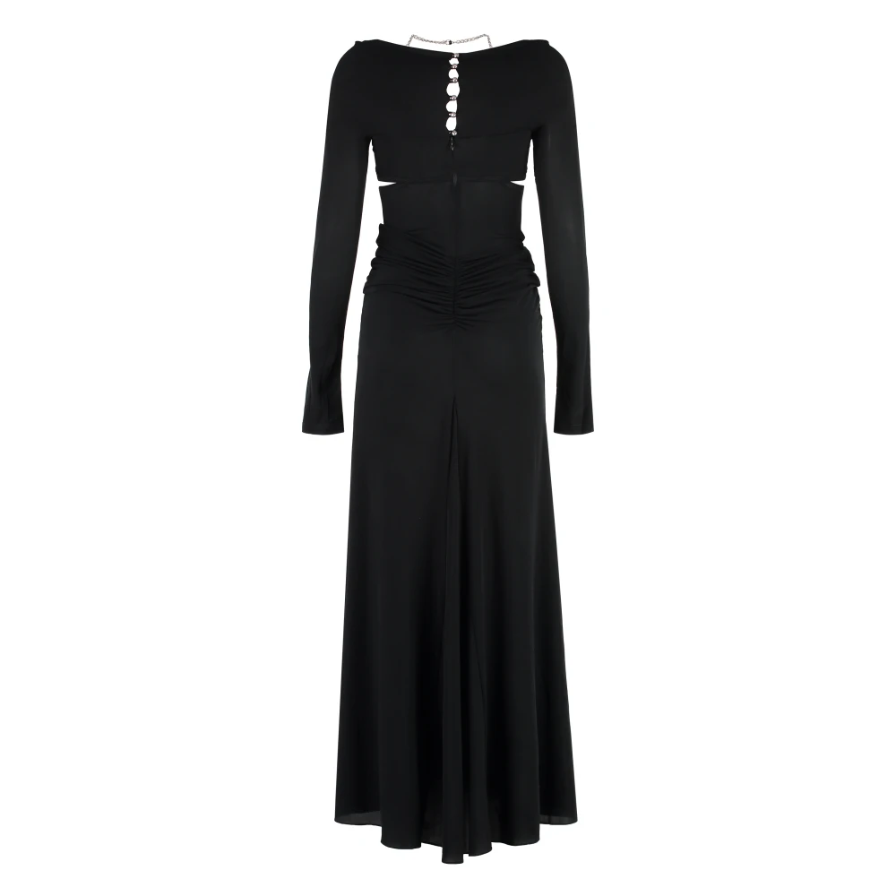 Paco Rabanne Gedrapeerde Jersey Jurk met Uitgesneden Details Black Dames