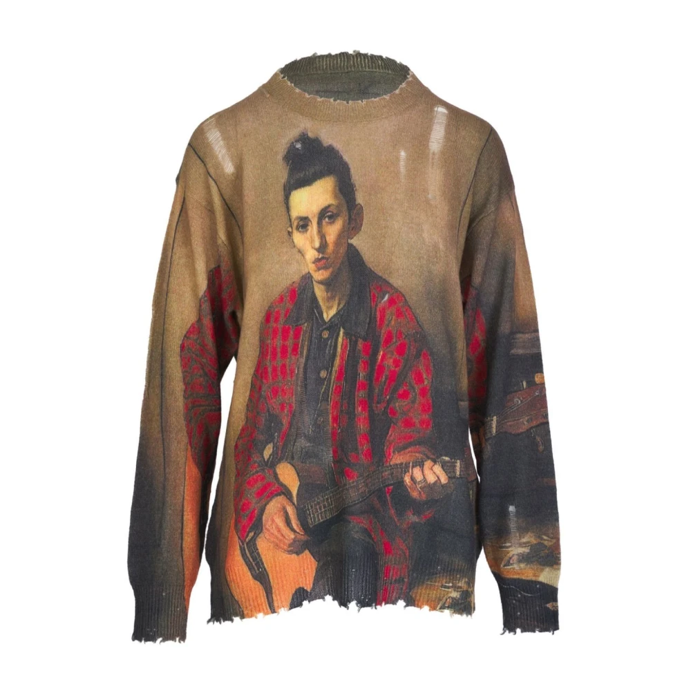 R13 Multicolor Printed Boyfriend Sweater Multicolor Dames