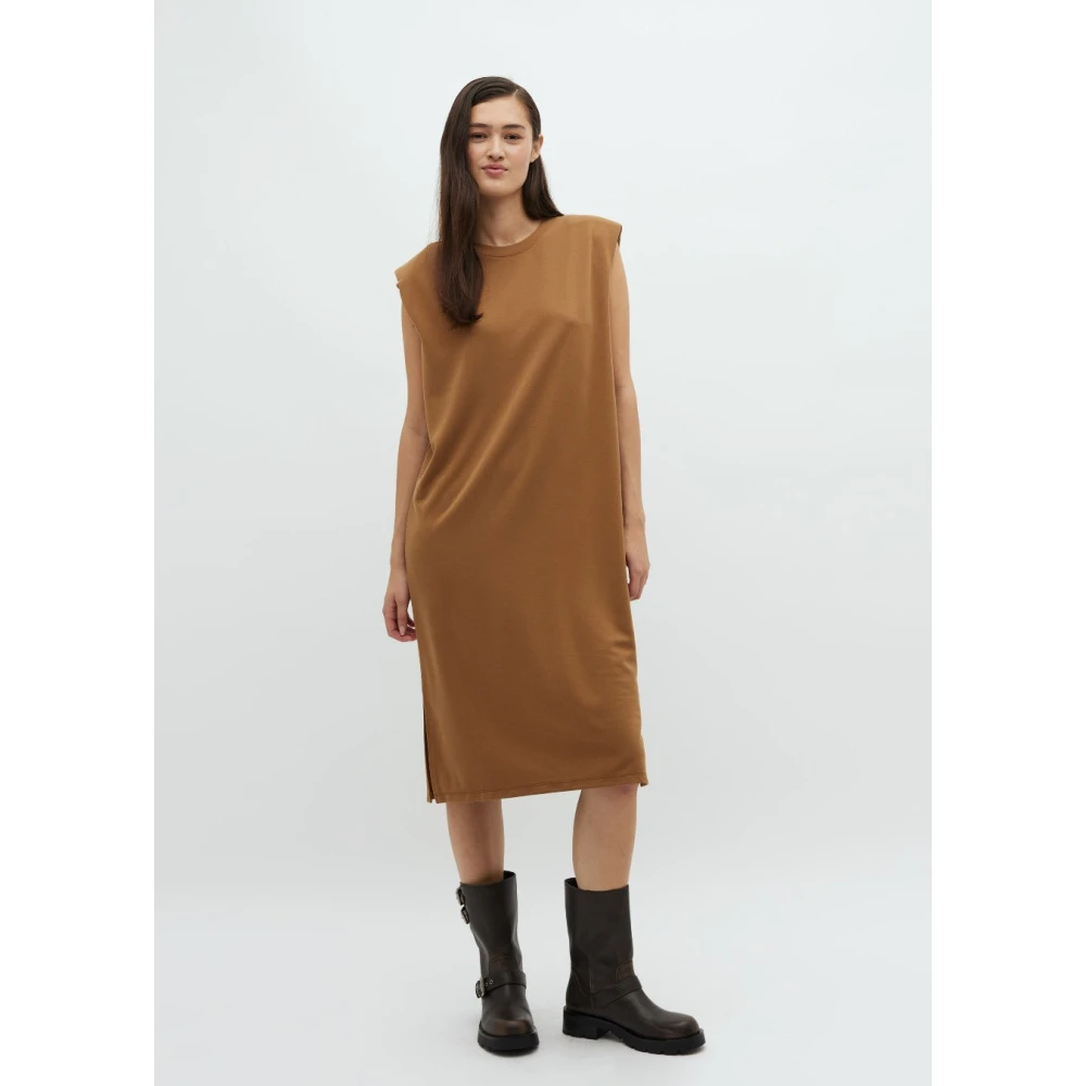 MbyM Bruine T-shirt jurk met schoudervullingen Stivian Brown Dames