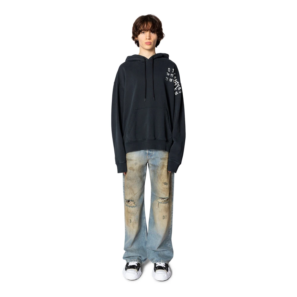 MM6 Maison Margiela Glow Dark Number Logo Hoodie Black Heren