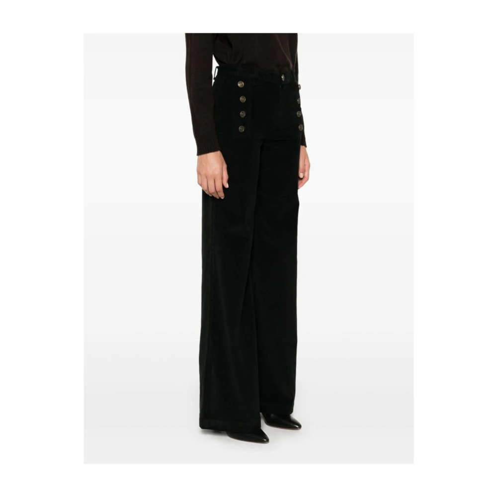 Twinset Zwarte Corduroy Flared Broek Black Dames