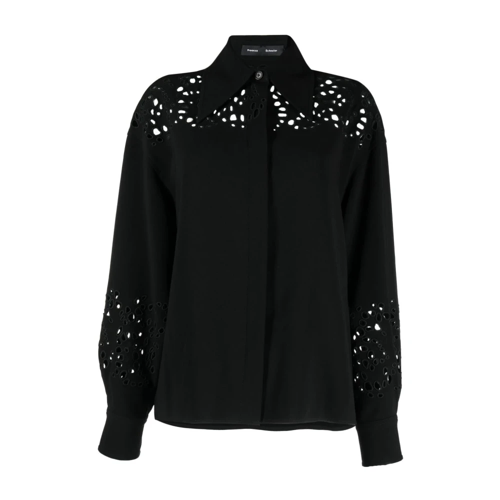 Proenza Schouler Black Shirts, Female, Xs, Long Sleeve Embroidered Shirt
