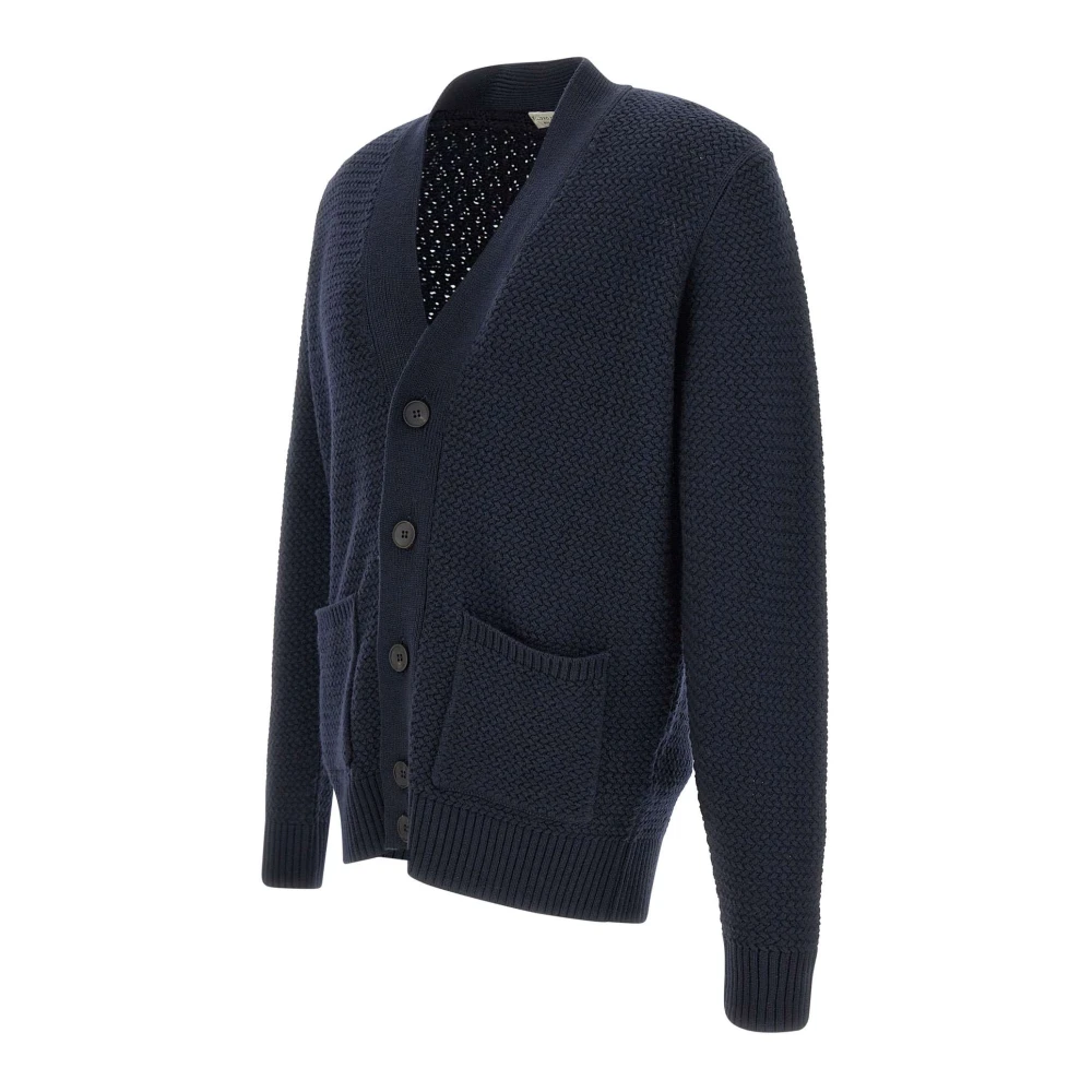 Filippo De Laurentiis Blauwe Merinowol Vest Honingraat Weefsel Blue Heren
