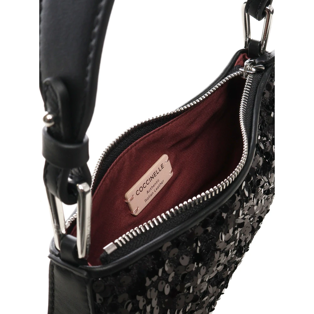 Coccinelle Zwarte Parel Paillet Schoudertas Black Dames