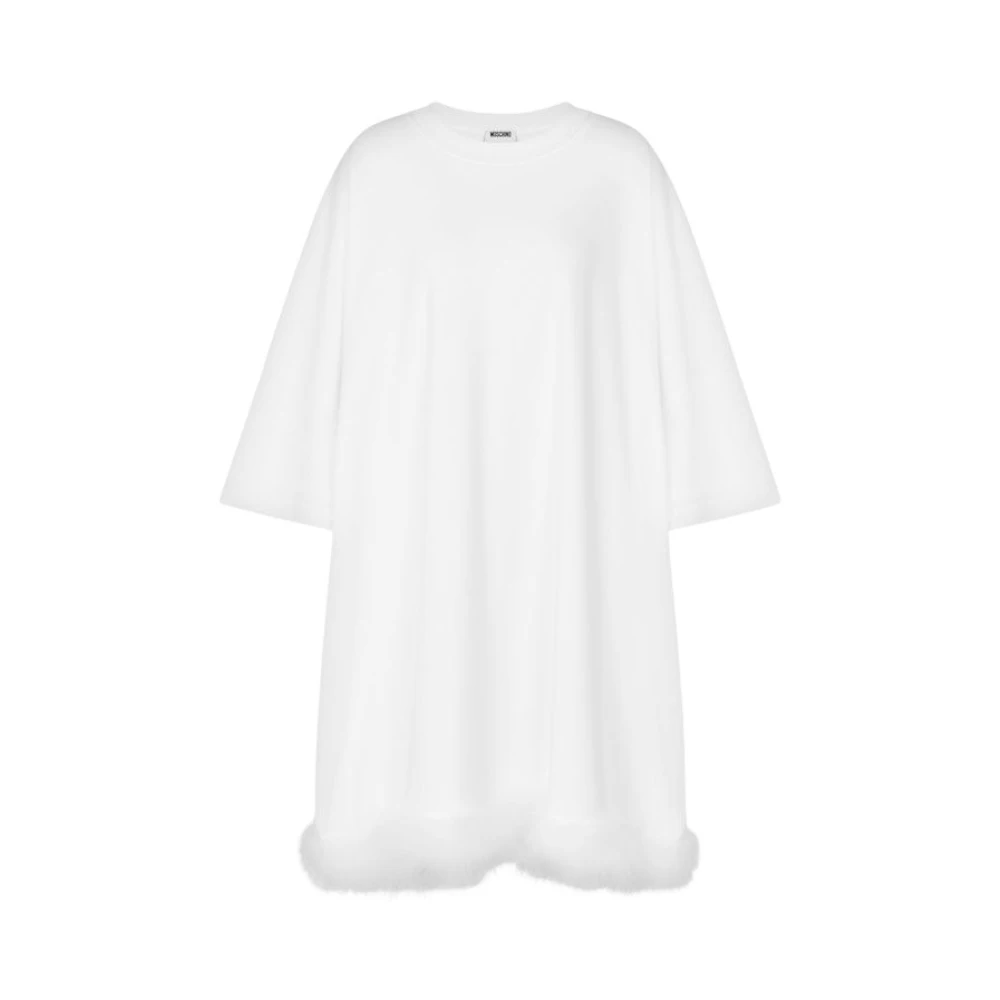 Moschino White Short Dresses, Female, S, Embellished Heavy Cotton Dress
