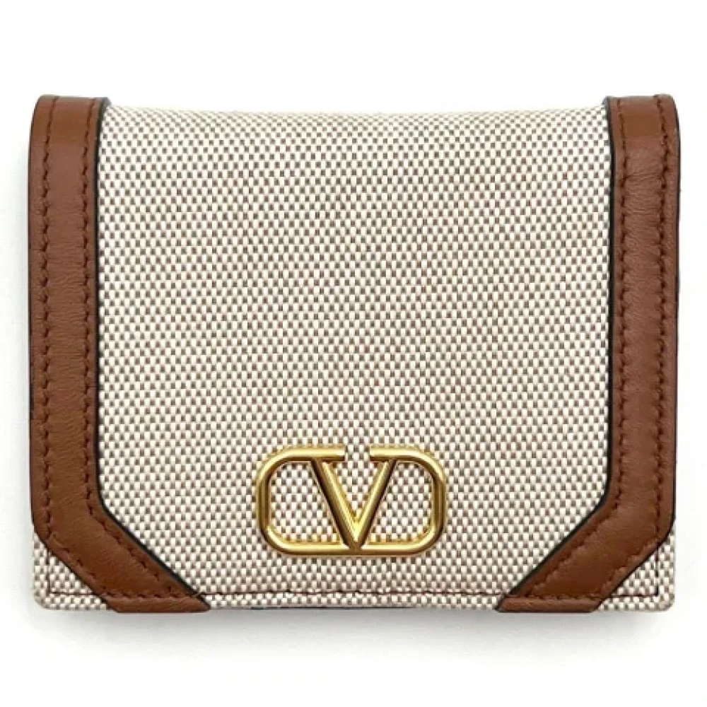 Valentino Vintage Pre-owned Canvas wallets Beige Dames