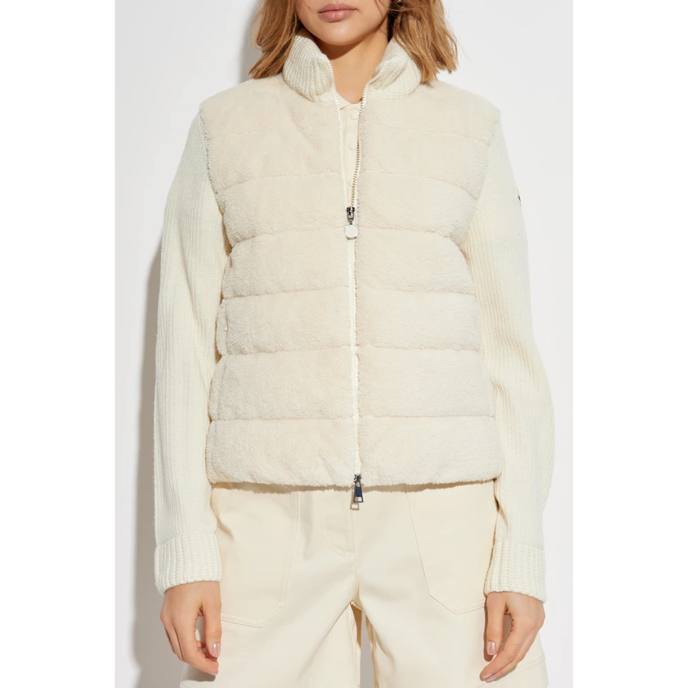 Moncler Jas met wollen inzetstuk Beige Dames