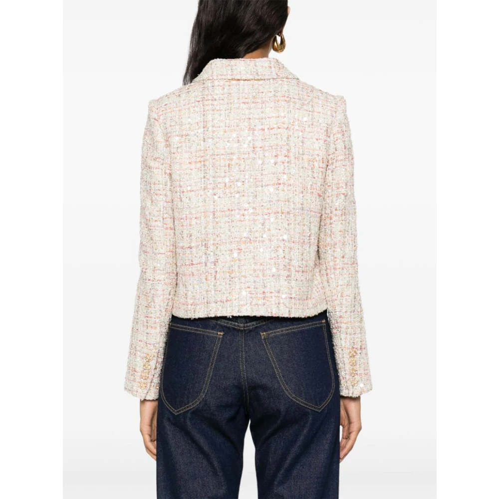 Self Portrait Paillet Tweed Jas Beige Dames