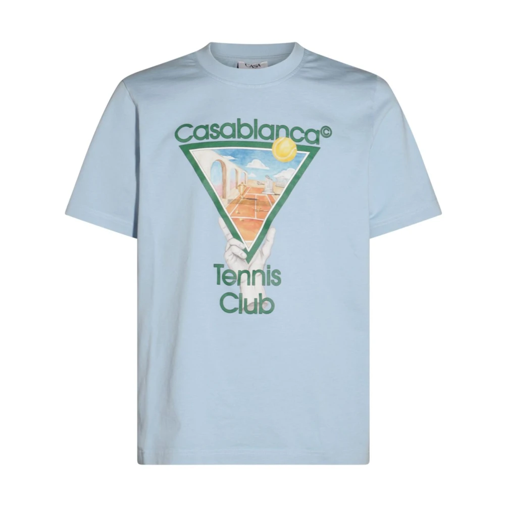 Casablanca Men's Blue Sky Logo Print Crew Neck T-Shirt - T-Shirts - L - Tops