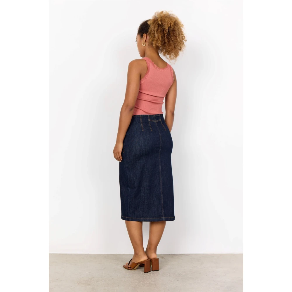 Soyaconcept Denim rok met volledige rits Black Dames