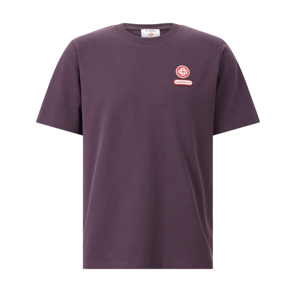 Casablanca Men's Purple Logo Patch T-Shirt Aubergine - Size 36 - Image 3